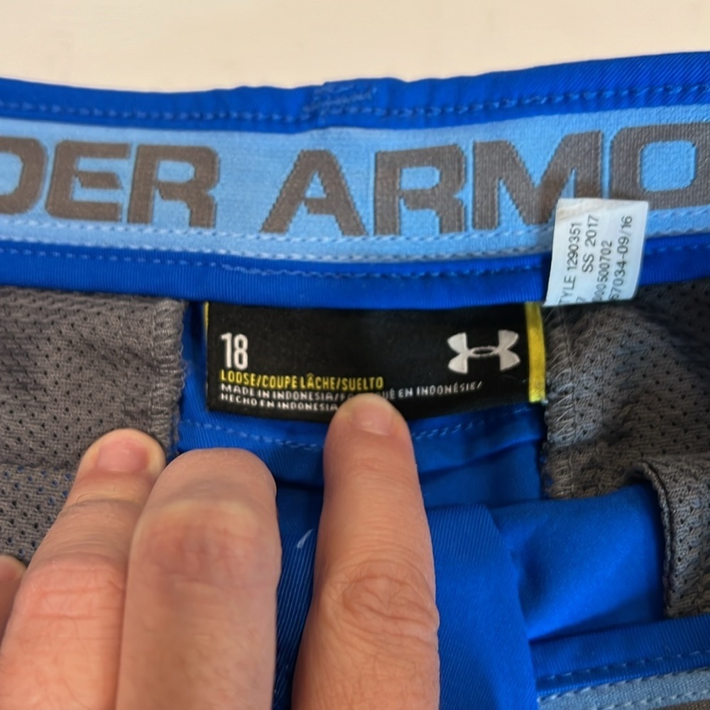 Under Armour - 18, boys golf shorts, blue - Picture 3 of 6